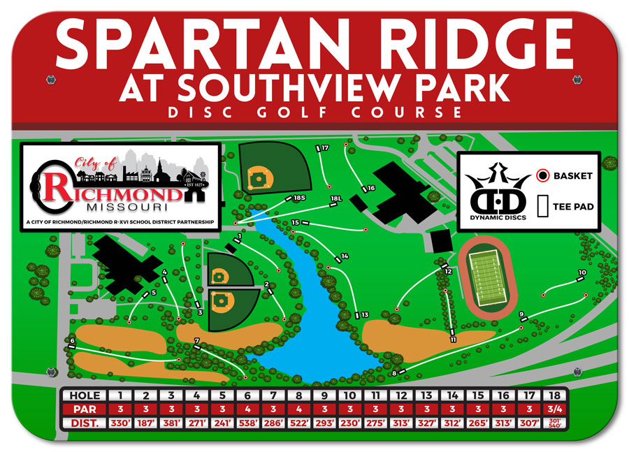 Spartan Ridge Disc Golf at Southview Park map